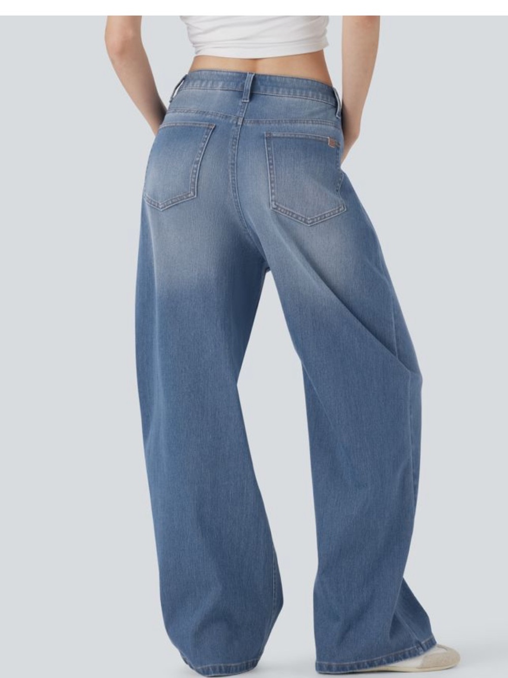 Halara Flex Mid Rise Washed Casual Baggy Jeans with Pockets - Size L - Picture 2 of 6